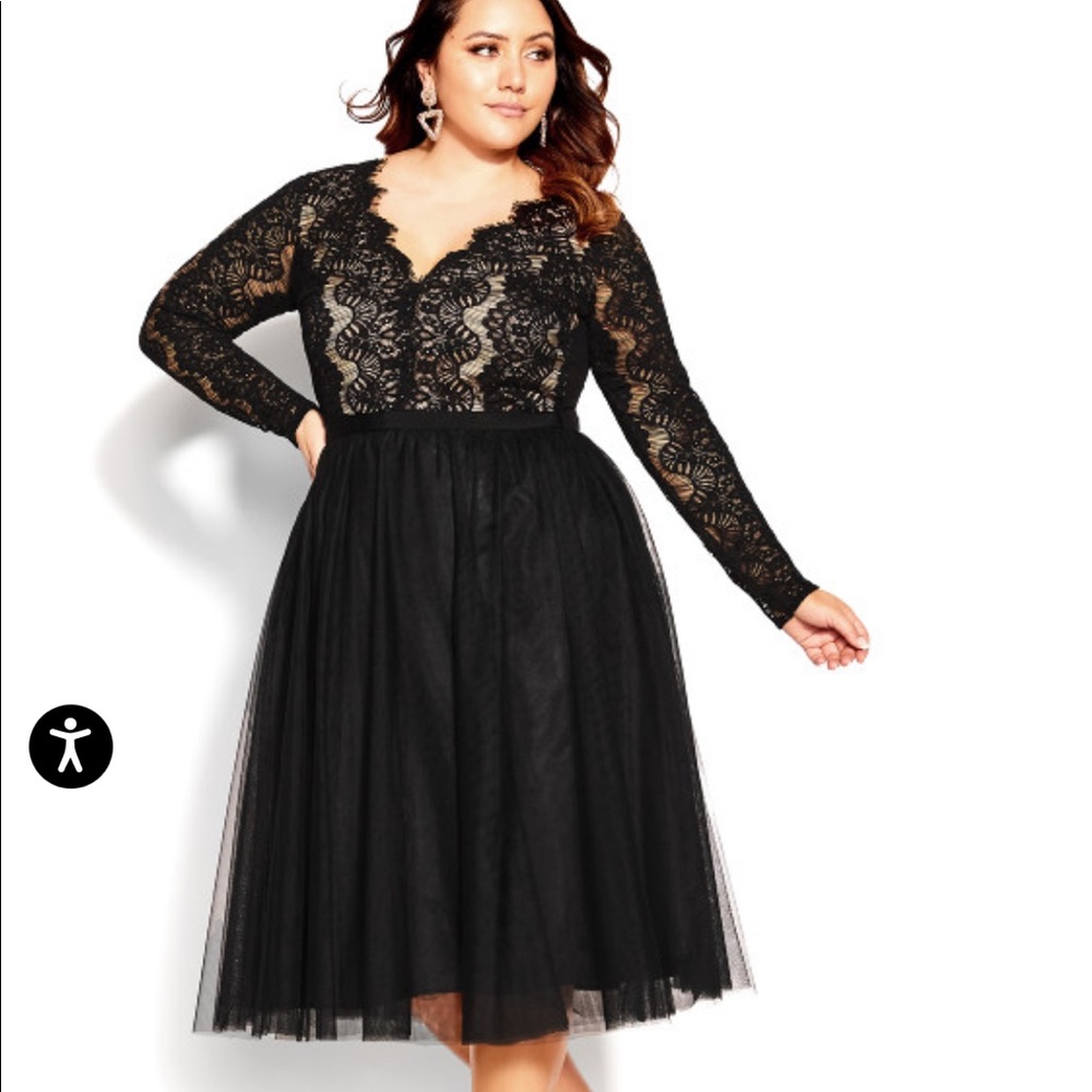 City chic rare beauty black lace dress. NWT. Size 18